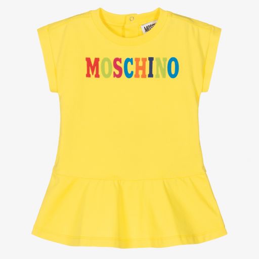 Moschino Baby-Yellow Cotton Jersey Dress | Childrensalon Outlet