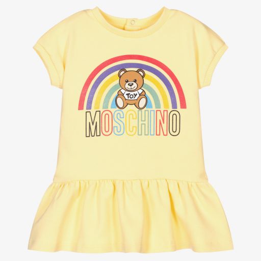 Moschino Baby-Yellow Cotton Jersey Dress | Childrensalon Outlet