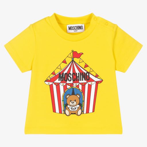 Moschino Baby-Yellow Cotton Logo T-Shirt | Childrensalon Outlet
