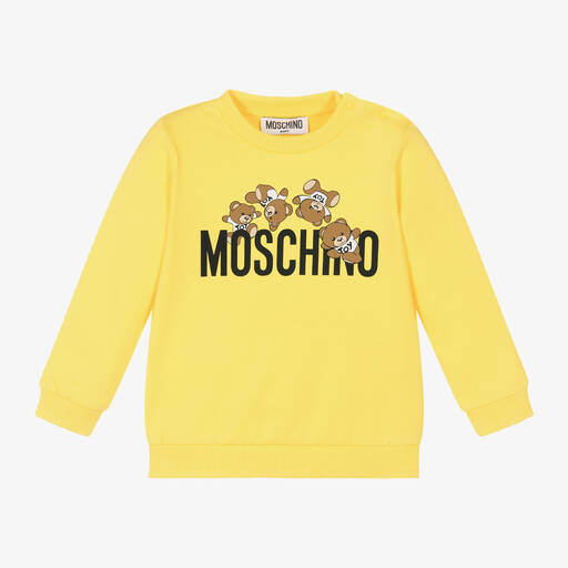 Moschino Baby Teddy Bear Logo Sweatshirt in Yellow