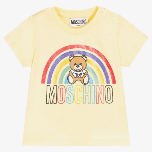 Moschino Baby-Желтая футболка с радугой | Childrensalon Outlet