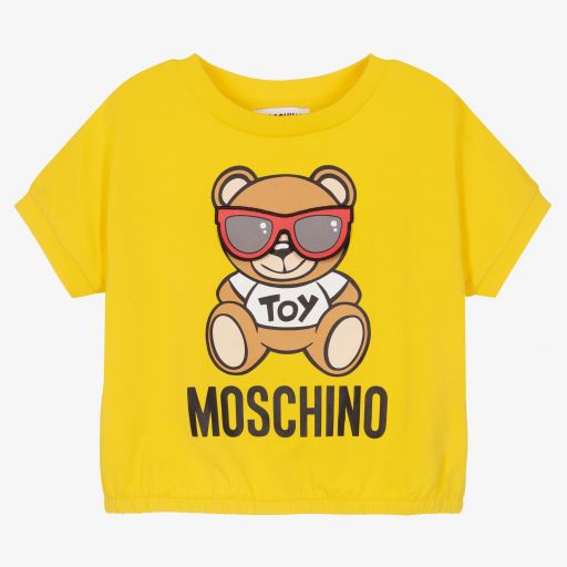 Moschino Kid-Teen-تيشيرت قطن جيرسي لون أصفر للبنات | Childrensalon Outlet