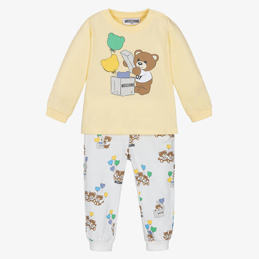 Moschino Baby-Yellow Teddy Bear Balloon Trouser Set | Childrensalon Outlet