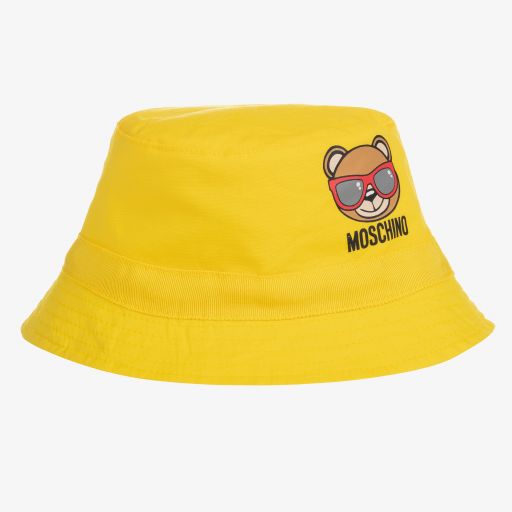 Moschino Малыши-Желтая шапка-ведро с медвежонком | Childrensalon Outlet