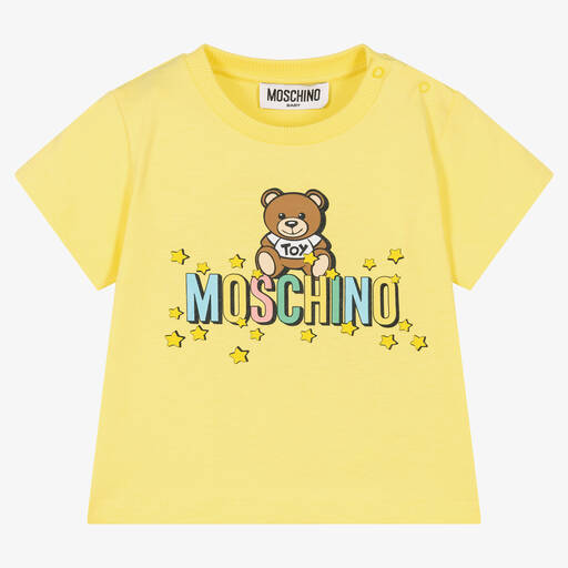 Moschino Baby-Yellow Teddy Bear Cotton T-Shirt | Childrensalon Outlet