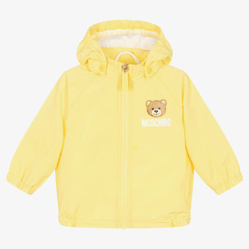 Moschino Baby-Yellow Teddy Bear Logo Hooded Jacket | Childrensalon Outlet