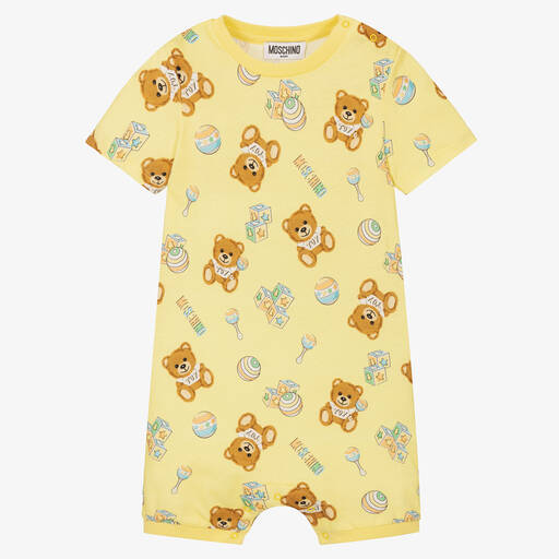 Moschino Baby-Yellow Teddy Logo Baby Shortie | Childrensalon Outlet