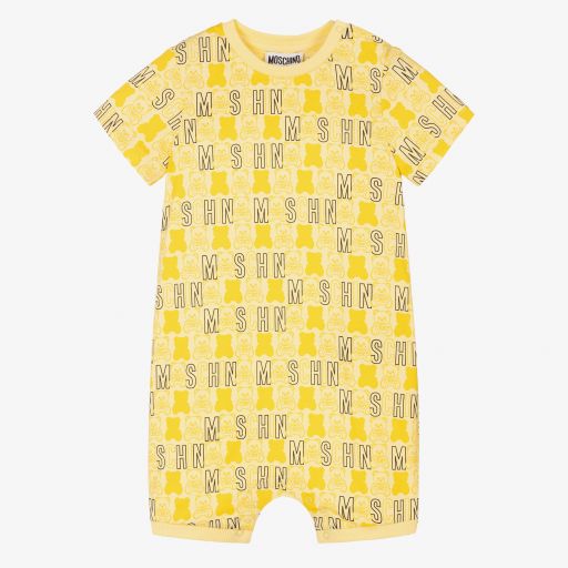 Moschino Baby-Yellow Teddy Print Shortie | Childrensalon Outlet