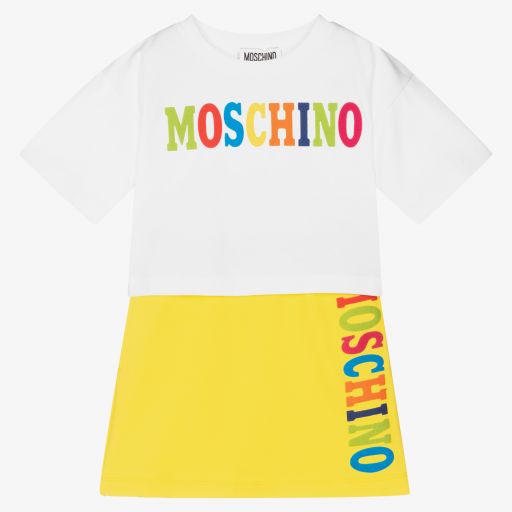 Moschino Kid-Teen-Baumwollrock-Set in Gelb und Weiß | Childrensalon Outlet