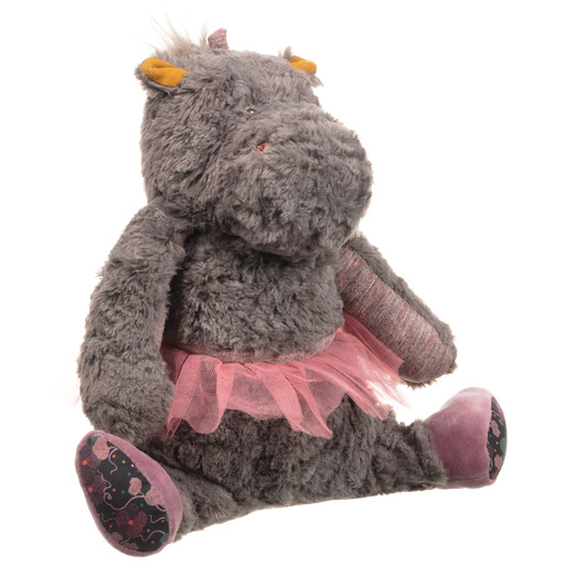 Moulin Roty-Peluche grise Hippo (30 cm) | Childrensalon Outlet