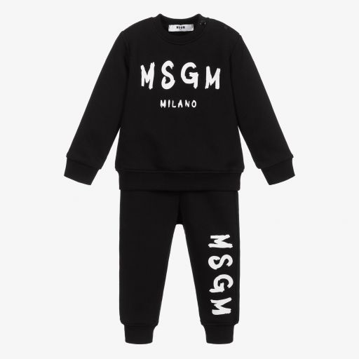 MSGM-Black Cotton Logo Tracksuit | Childrensalon Outlet