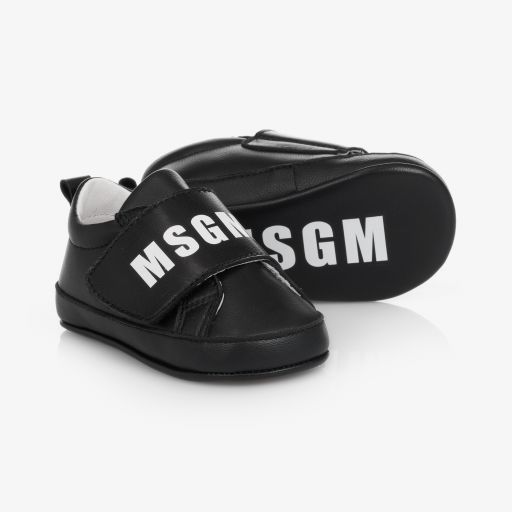 MSGM-Black Leather Pre-Walkers | Childrensalon Outlet