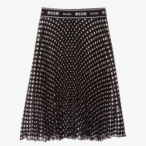 MSGM-Black Polka Dot Pleated Skirt | Childrensalon Outlet