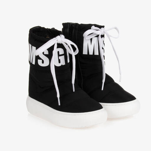 MSGM-Black & White Logo Snow Boots | Childrensalon Outlet