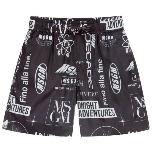 MSGM-Black & White Swim Shorts | Childrensalon Outlet