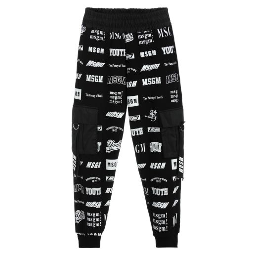 MSGM-Boys Black Cotton Logo Joggers | Childrensalon Outlet