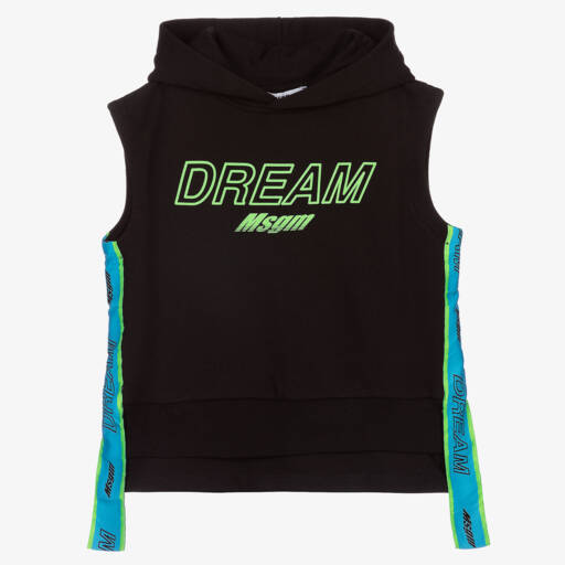 MSGM-Boys Black Hooded Logo Top | Childrensalon Outlet