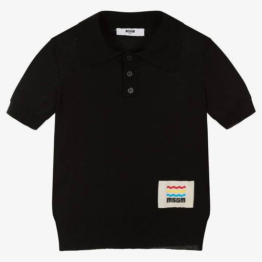 MSGM-Boys Black Knitted Polo Shirt | Childrensalon Outlet