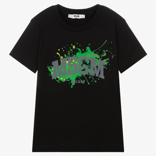 MSGM-Boys Black Logo Cotton T-Shirt | Childrensalon Outlet