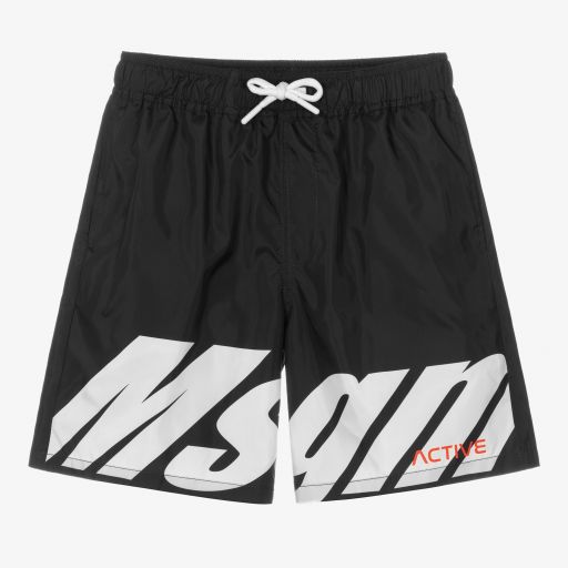 MSGM-Boys Black Logo Swim Shorts | Childrensalon Outlet