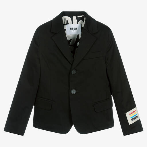 MSGM-Schwarzer Stretch-Baumwoll-Blazer  | Childrensalon Outlet