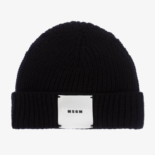 MSGM-قبعة بيني صوف وأكريليك محبوك لون أسود للأولاد | Childrensalon Outlet