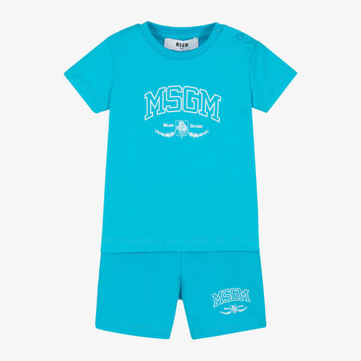 MSGM-طقم شورت أطفال ولادي قطن لون أزرق | Childrensalon Outlet