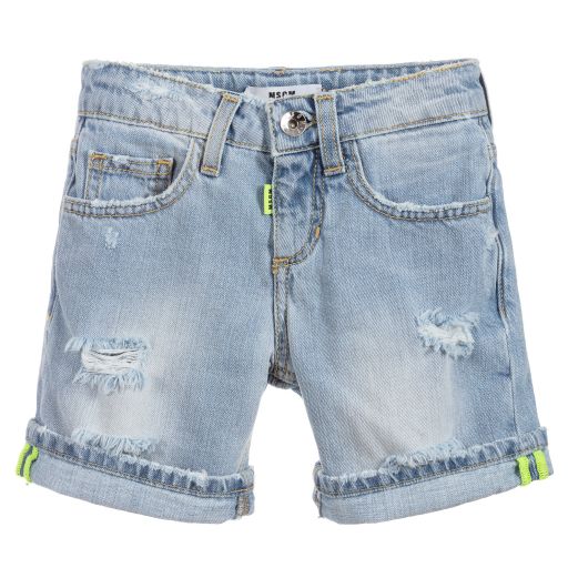 MSGM-Boys Blue Denim Shorts | Childrensalon Outlet