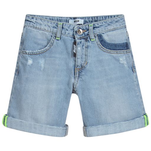 MSGM-Boys Blue Distressed Shorts | Childrensalon Outlet