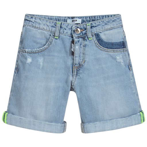 MSGM-Short bleu délavé en denim Garçon | Childrensalon Outlet