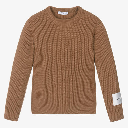 MSGM-Boys Brown Wool Knit Jumper | Childrensalon Outlet