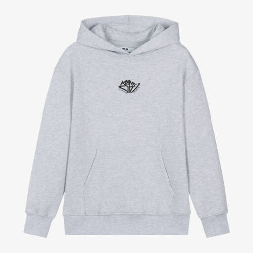 MSGM-Boys Cotton Hoodie in Grey | Childrensalon Outlet