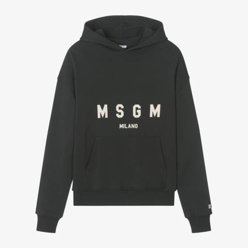 MSGM-Boys Dark Charcoal Logo Hoodie | Childrensalon Outlet