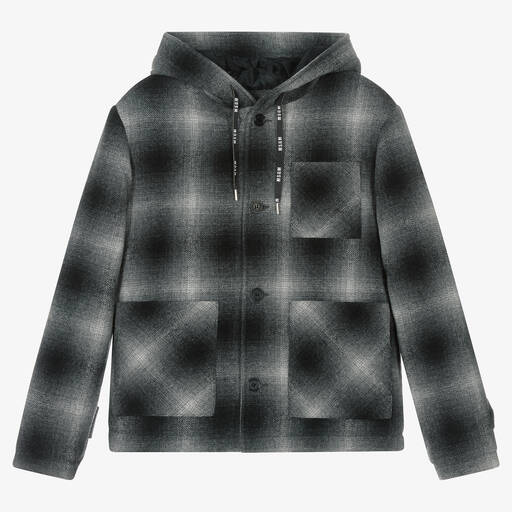 MSGM-Boys Grey & White Check Jacket | Childrensalon Outlet