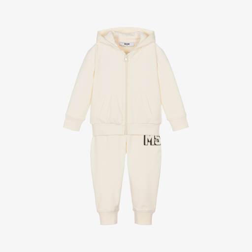 MSGM-بدلة رياضية أطفال ولادي قطن جيرسي لون عاجي | Childrensalon Outlet