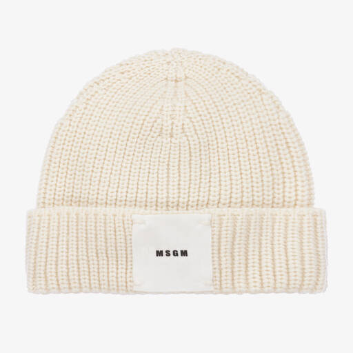 MSGM-Boys Ivory Wool Beanie Hat | Childrensalon Outlet