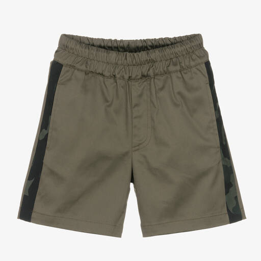 MSGM-Khakigrüne Baumwollshorts (J) | Childrensalon Outlet