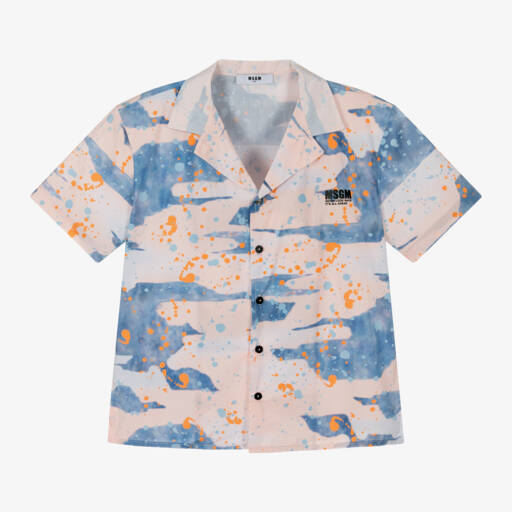 MSGM-Boys Vibrant Blue & Orange Shirt | Childrensalon Outlet