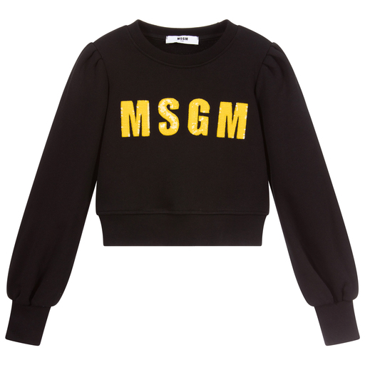 MSGM-Укороченный черный свитшот с логотипом | Childrensalon Outlet