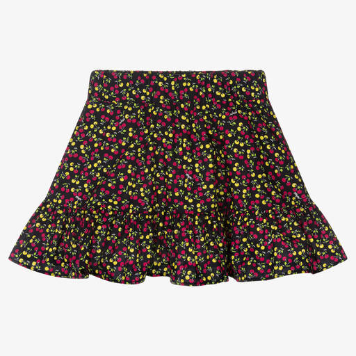 MSGM-Girls Black Cotton Micro Cherry Skirt | Childrensalon Outlet