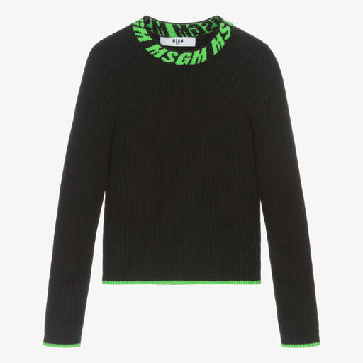 MSGM-Черный вязаный джемпер для девочек | Childrensalon Outlet