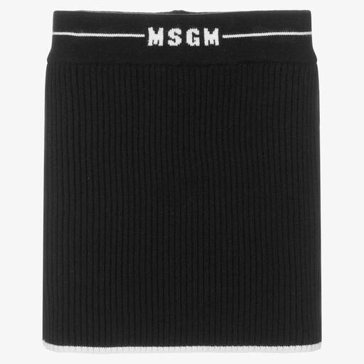 MSGM-تنورة فيسكوز مضلع لون أسود للبنات | Childrensalon Outlet