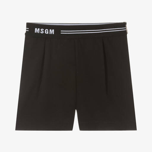 MSGM-Girls Black Logo Shorts | Childrensalon Outlet