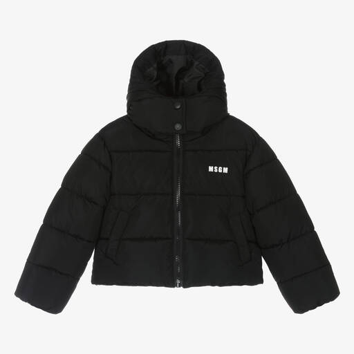 MSGM-Girls Black Star Cropped Puffer Jacket | Childrensalon Outlet