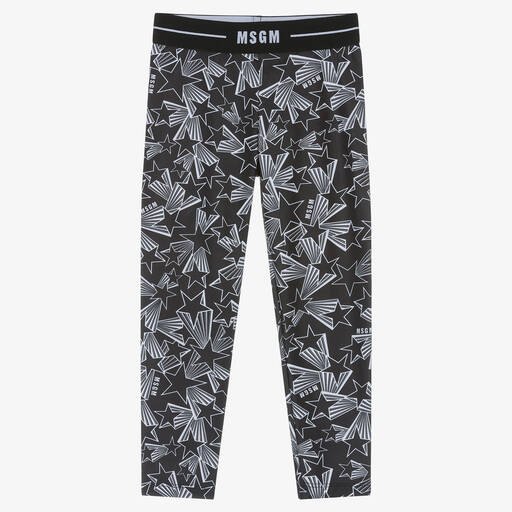 MSGM-Schwarze Leggings mit Stern-Print | Childrensalon Outlet