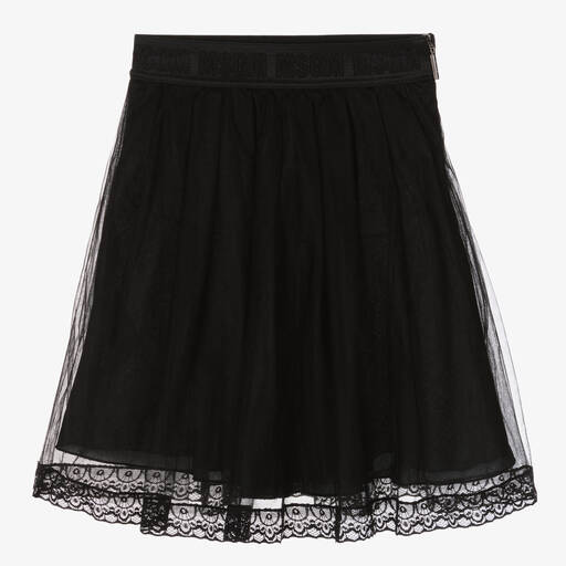 MSGM-Girls Black Tulle & Lace Skirt | Childrensalon Outlet