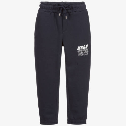 MSGM-Girls Blue Cotton Joggers | Childrensalon Outlet