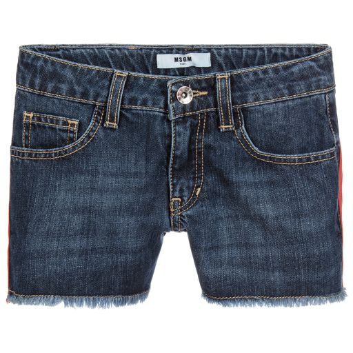 MSGM-Girls Blue Denim Shorts | Childrensalon Outlet