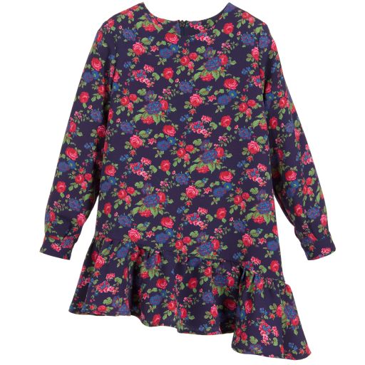 MSGM-Girls Blue Floral Crêpe Dress | Childrensalon Outlet