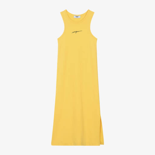 MSGM-Ярко-желтое хлопковое платье для девочек | Childrensalon Outlet